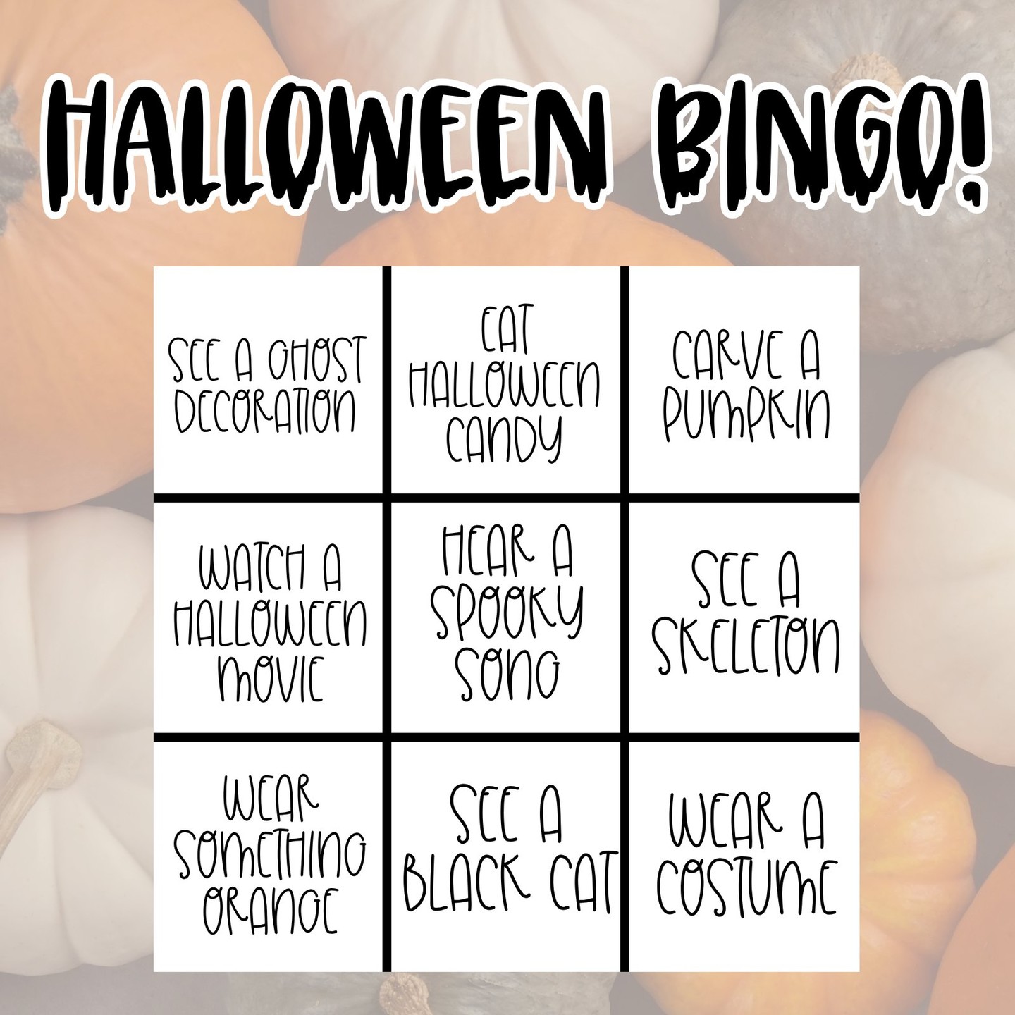 Halloween Bingo! 👻🍬🎃 How many can you check off? Tell me your score out of 9! 🕷️🐈‍⬛👇